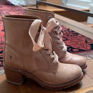 Frye Women's Lace Up Pink Boots